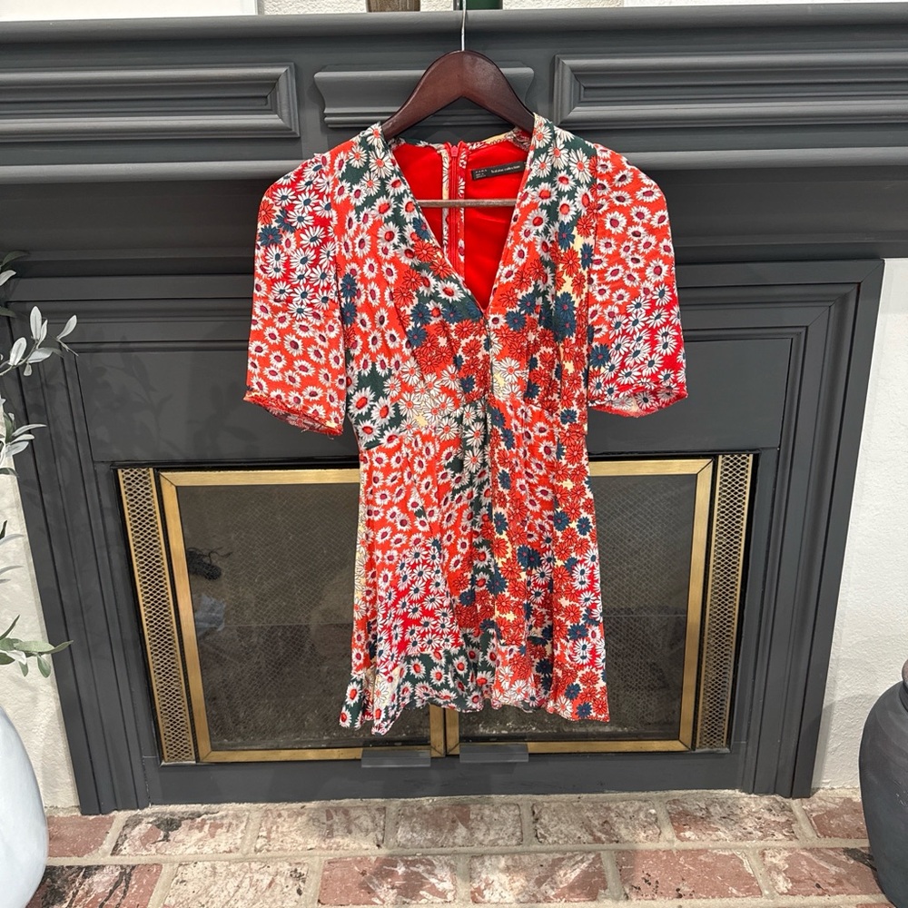 Zara Red Floral Mini Dress Small